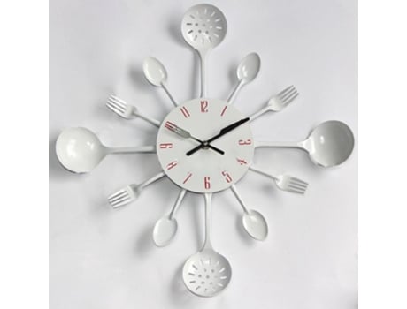 Relógio de Parede MISHA DIY Utensílios de Cozinha (Branco)