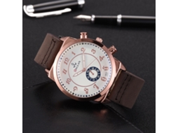 Relógio masculino de quartzo com pulseira de couro PU, mostrador duplo, estilo moderno (marrom escuro)