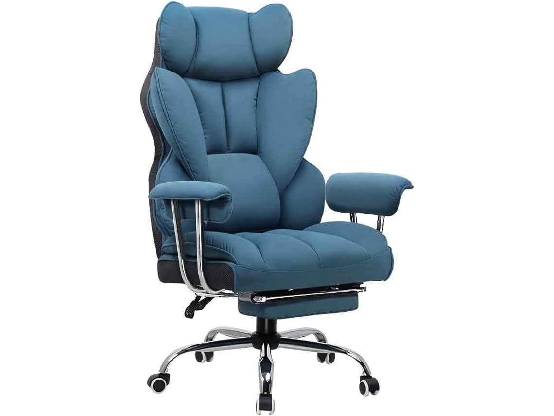 Cadeira para Jogos GTPLAYER,Cadeira ErgonóMica ara EscritóRio Com Apoio ara Os PéS, SuperfíCie Em Tecido,Azul
