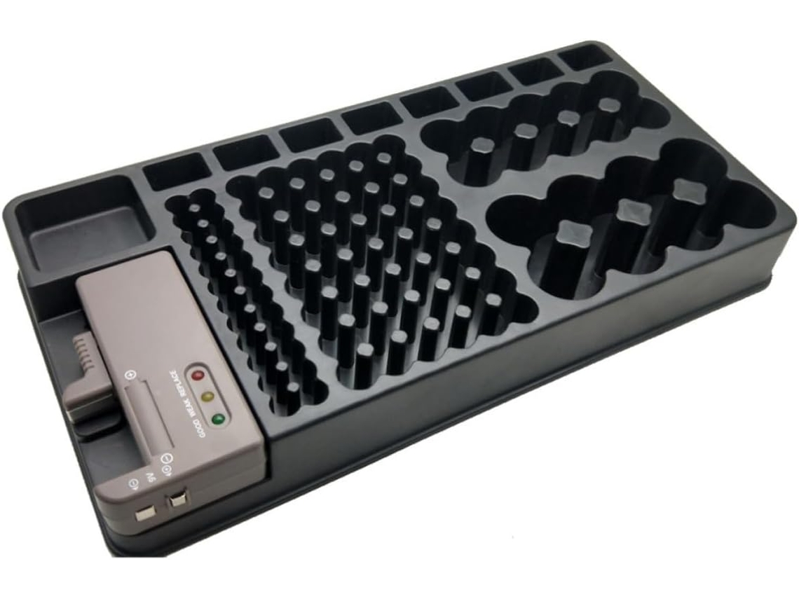 Caixa De Armazenamento De Plástico Preto Com Testador Removível Para Pilhas Aa De 9v.
