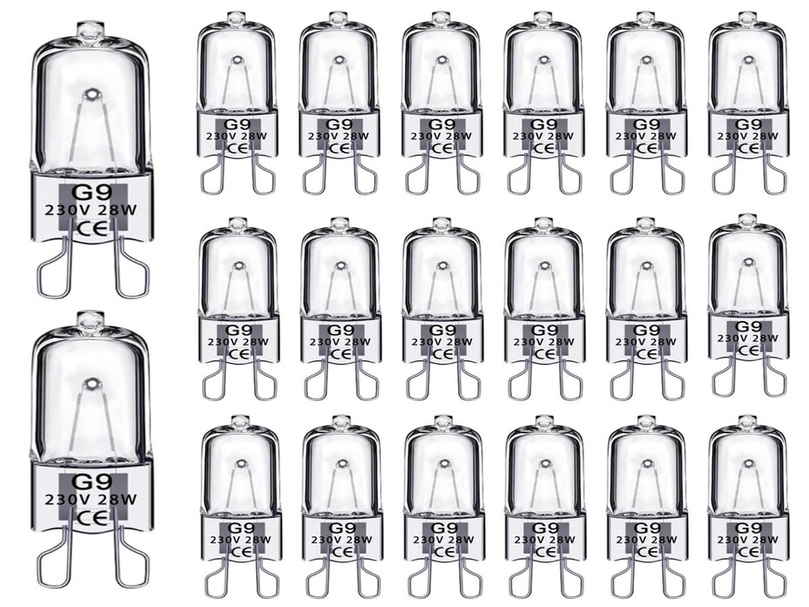 Lurelia Pack De 20 Lâmpadas Halógenas G9 28w 230v, Regulável, Sem Cintilação