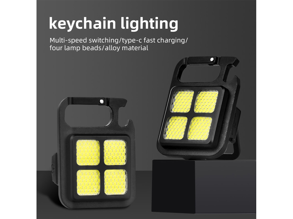Lanterna Chaveiro Usb Recarregável Camping Cob Brilhante