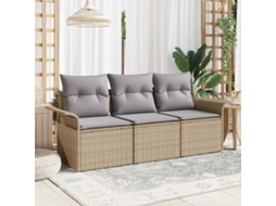Vidaxl Conjunto De Sofá De Jardim 3 Unid. Bege Rattan Sintético