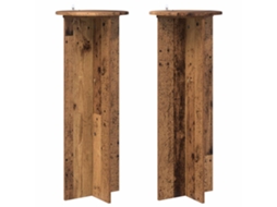 Conjunto 2 Suporte Moderno Para Plantas Vidaxl Castanho Derivados De Madeira (ø40 X 100 Cm)
