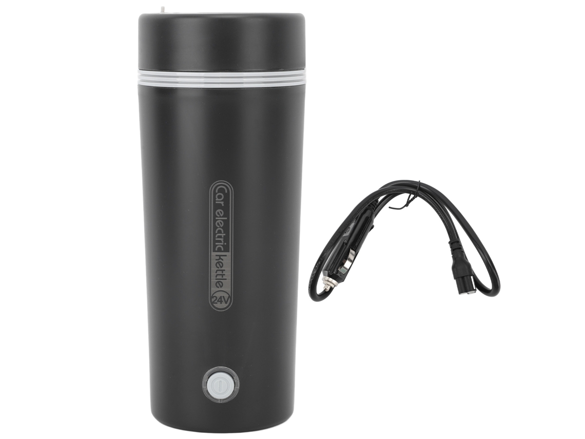 Chaleira Elétrica Portátil 350ml Aquecimento Rápido Anti Secagem 24v para Viagens Carro Preta | S/MARCA