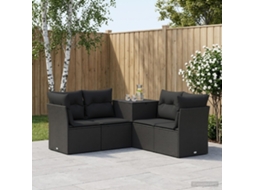 Vidaxl Conjunto De Sofás 5 Unid. Preto Rattan Poliéster E Aço