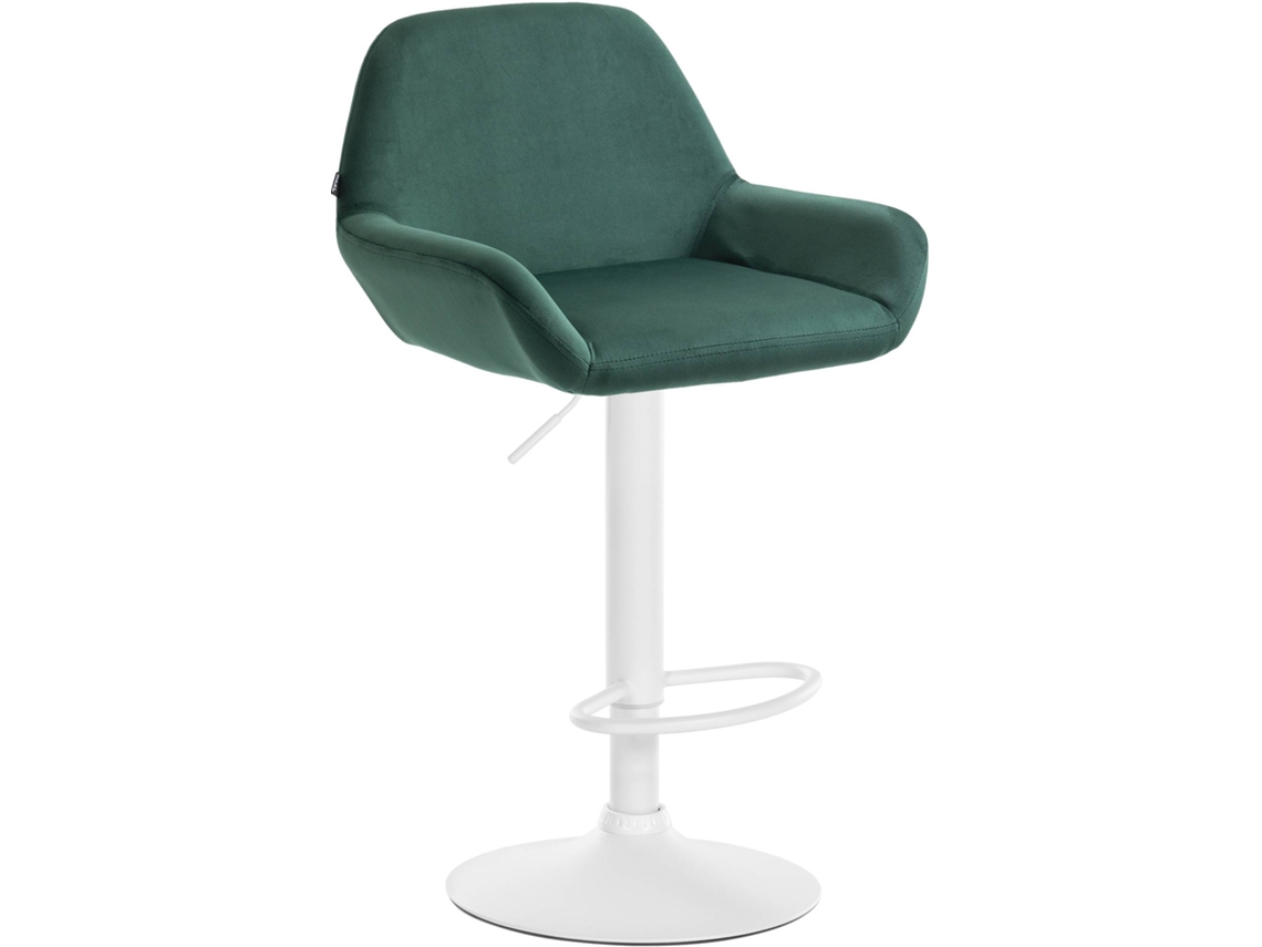 Banco de bar em veludo Braga verde escuro/branco CLP
