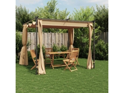 Vidaxl Gazebo Com Cortinas 3x3 M Aço Cinzento-acastanhado