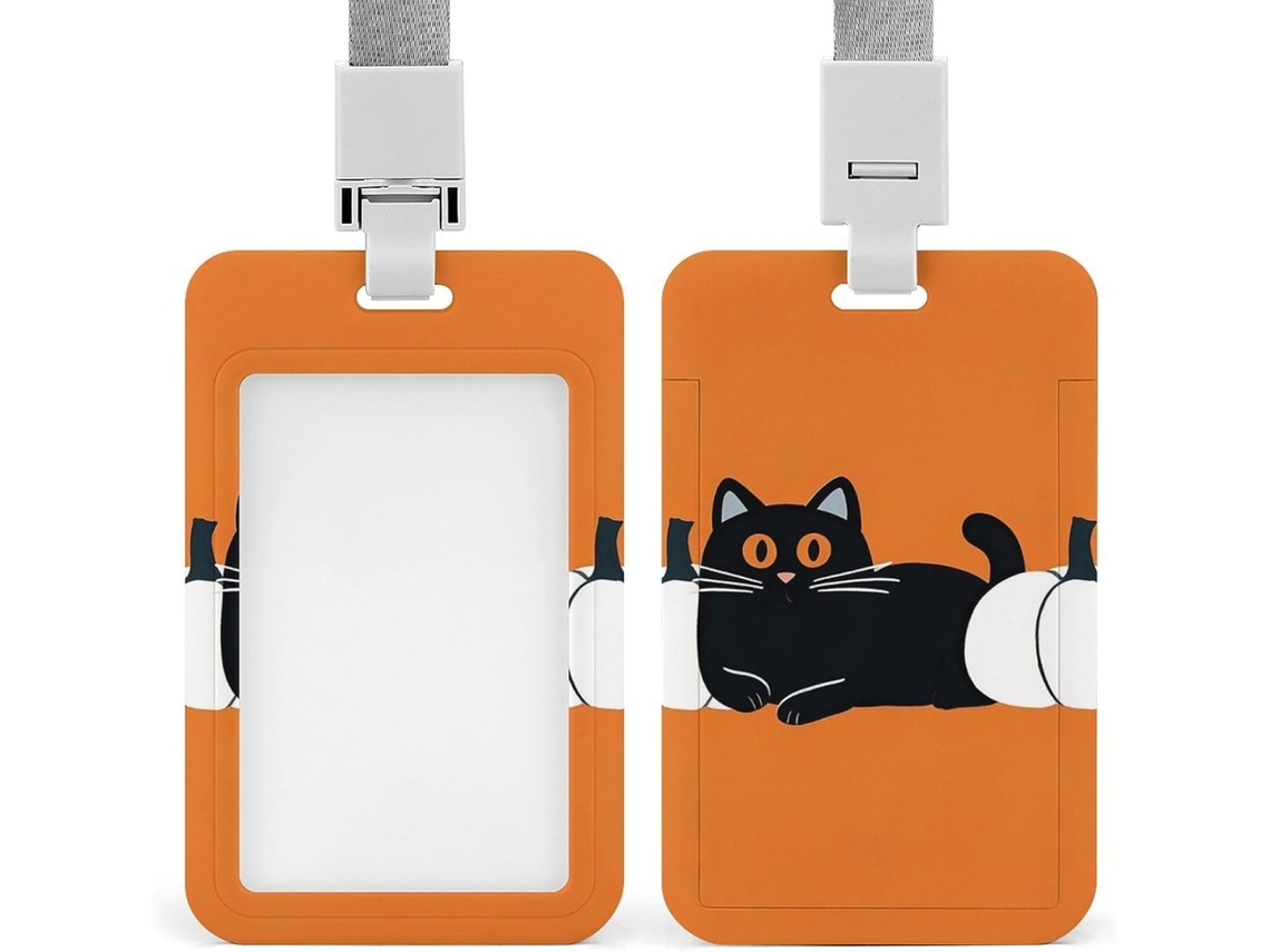 Clipe Crachá, Porta Crachá Com Cordão E Desenho De Gato Preto Fofo, Mesas Ideais, Reuniões De Negócios E