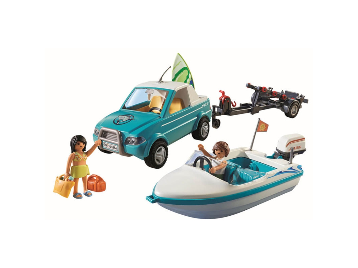 PLAYMOBIL PLAYMOBIL Mini-Pickup Surfer e Lancha com Figuras e Acessórios Multicor
