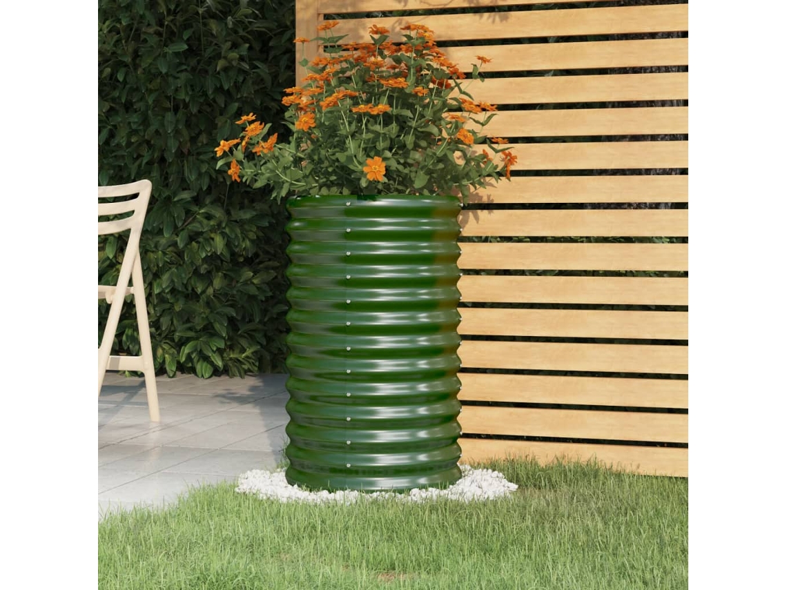 Vaso/floreira De Jardim Aã§o Revestido Com Pã³ 40x40x68 Cm Verde Dkd Home Decor