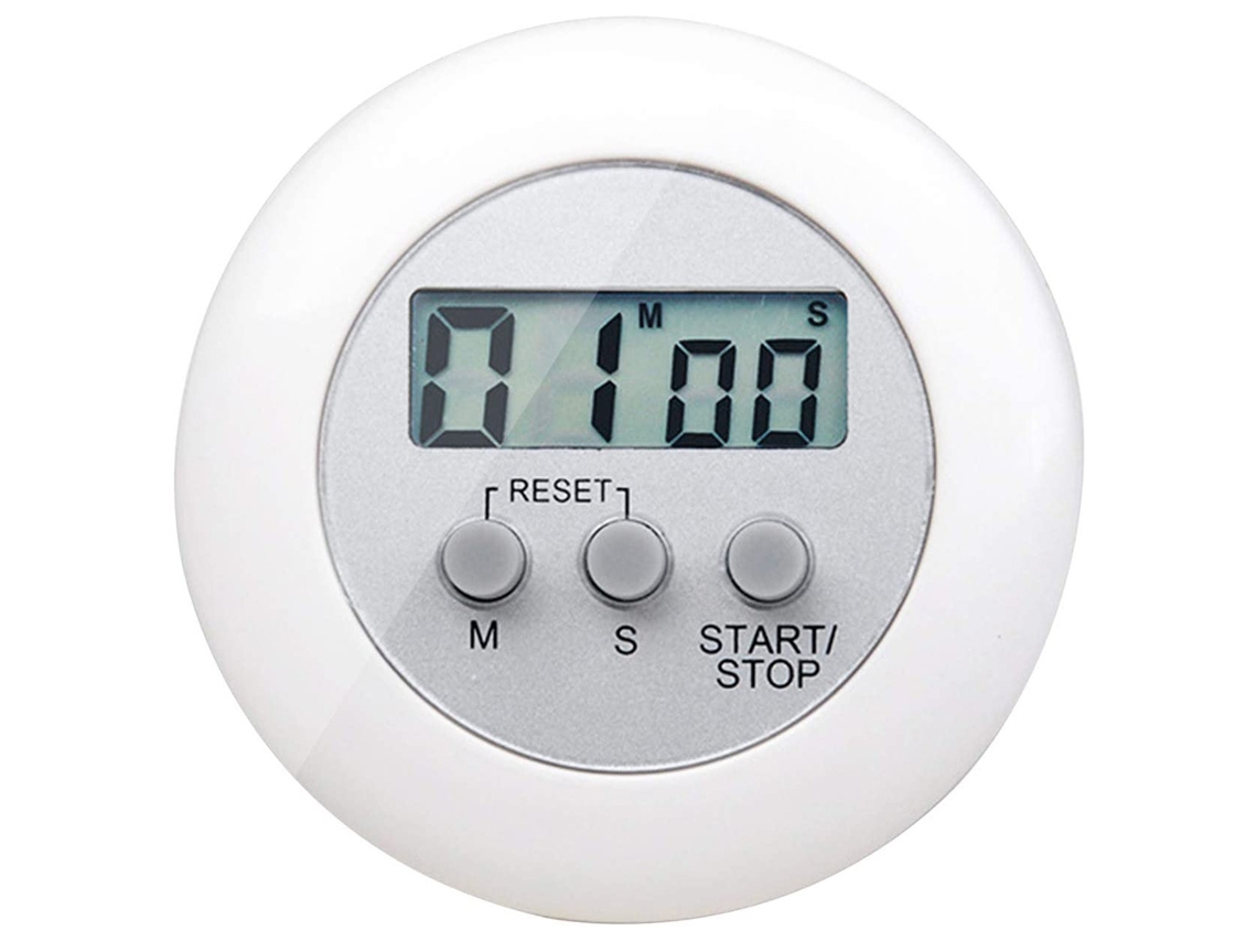 Temporizador De Cozinha Digital Com Visor Lcd E Ímã, Branco
