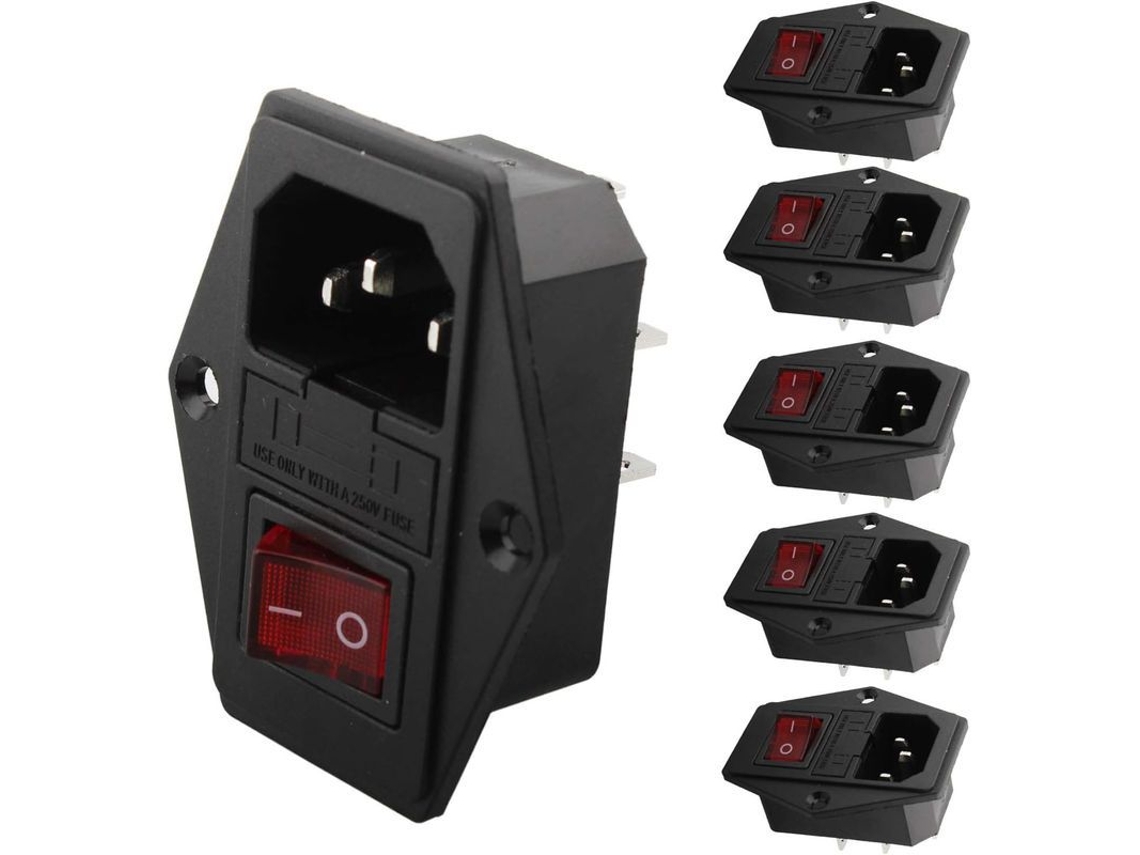 2026-conector Adaptador Iec 320 C14, Chave 250v/10a, 5 Peças, Para Equipamentos Laboratoriais Médicos Industriais