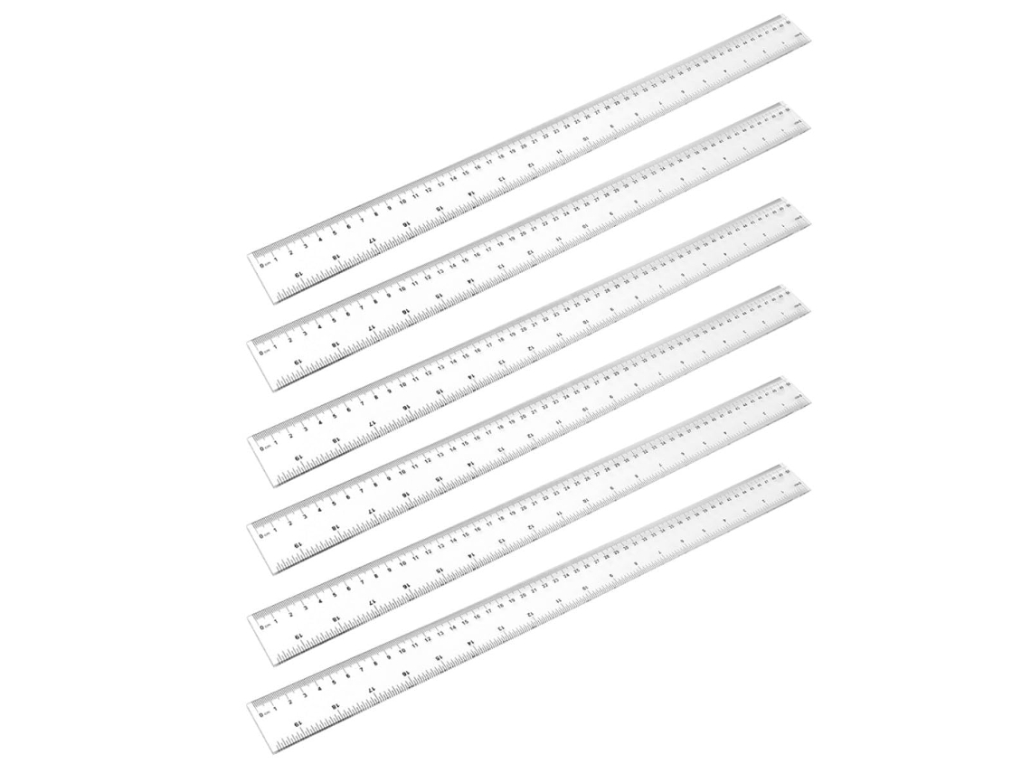 Conjunto De 6 Réguas De Plástico Transparente, 50 Cm, Resistentes Ao