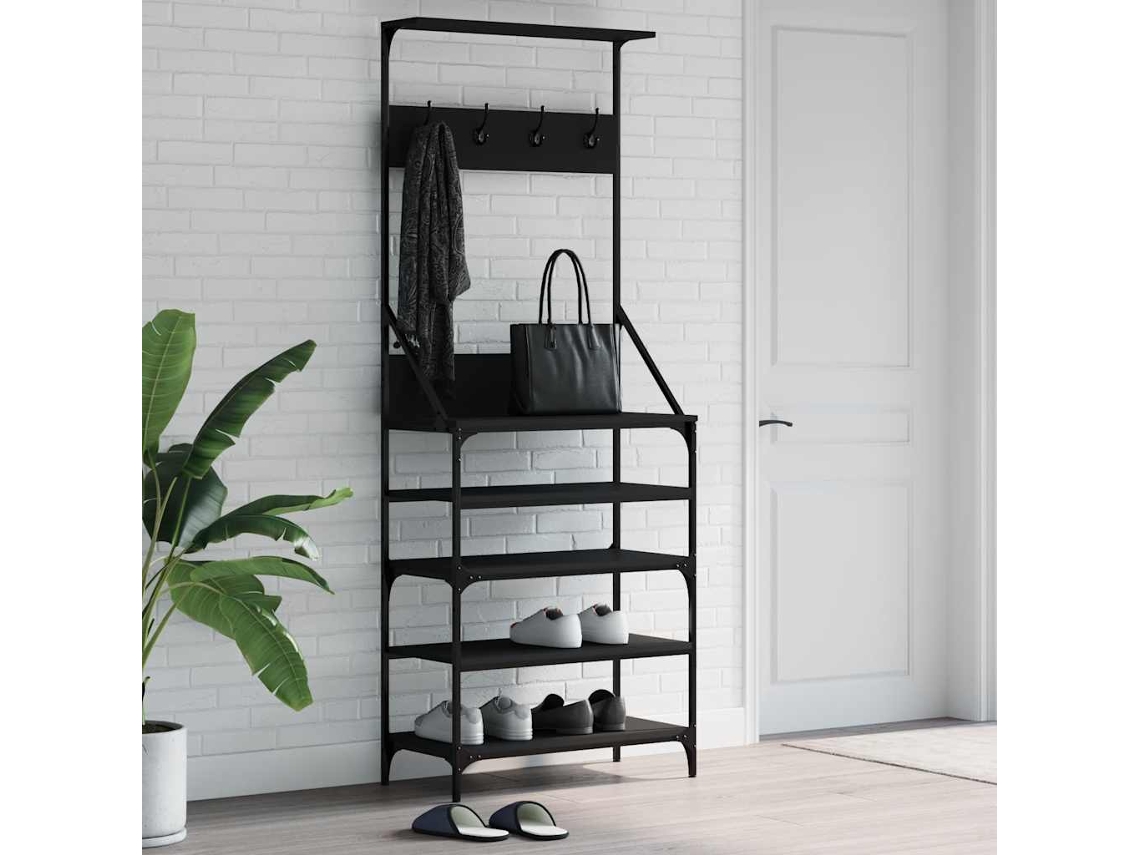 Vidaxl Bengaleiro C/ Arrumação De Calçado 70x34x184 Cm Preto