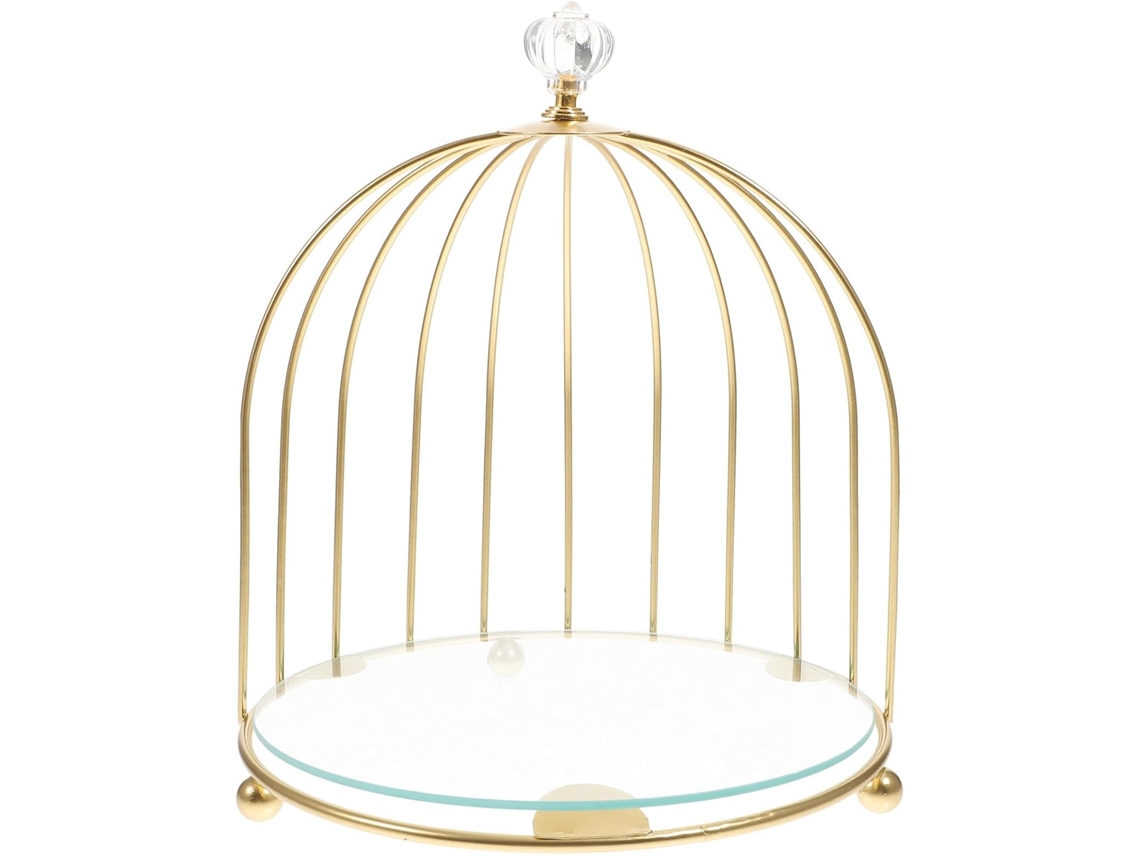 Suporte Para Bolo Em Formato De Gaiola De Pássaro Em Metal Dourado