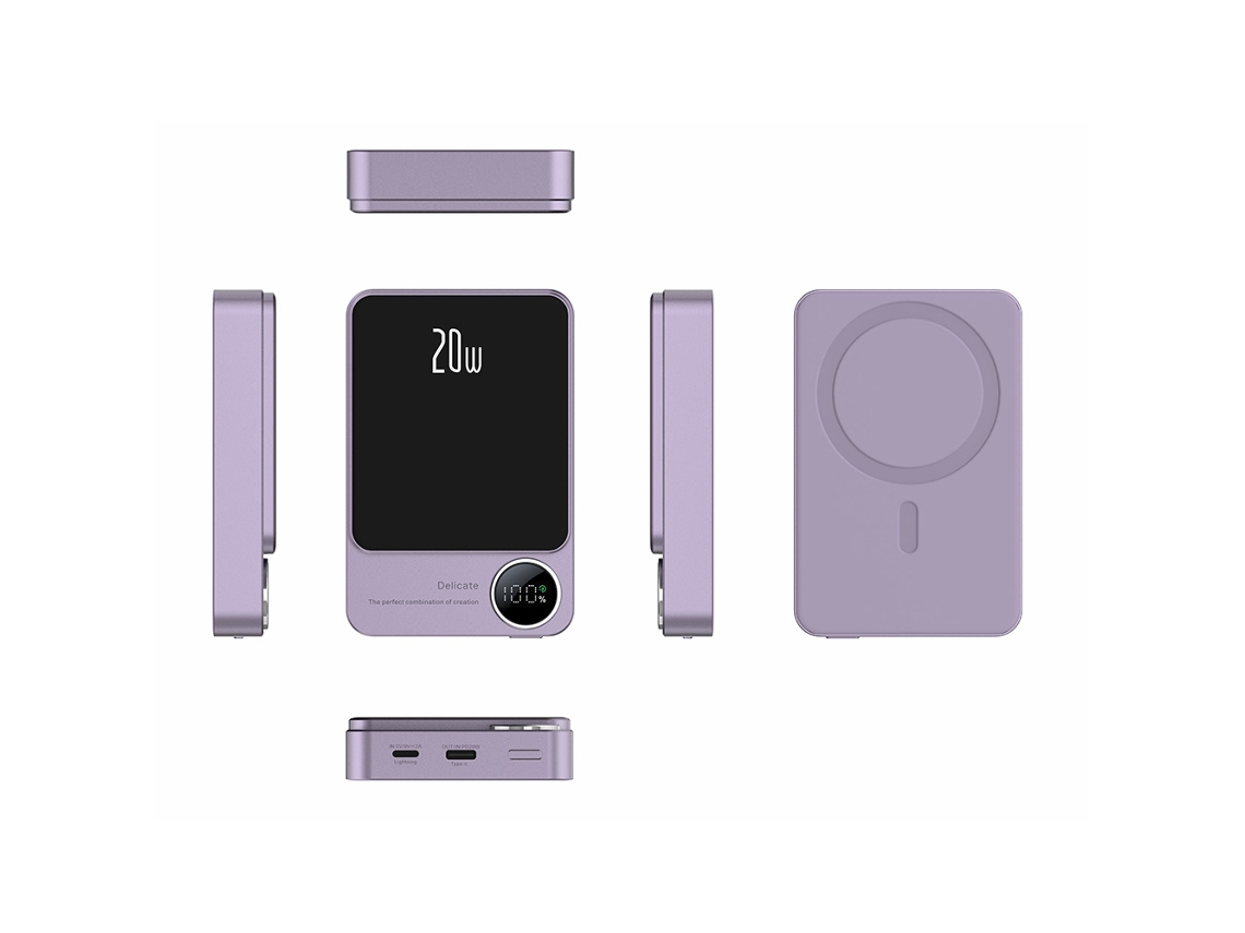2026zentro-carregador Portátil Sem Fio Magnético 20w Pd Com Display Led Bateria Externa Slim Mag-safe 10000mah