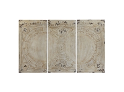 Conjunto de 3 Peças Decorativas de Parede em Resina Bege, Medindo 178 X 4 X 112 Cm. ALEXANDRA HOUSE LIVING