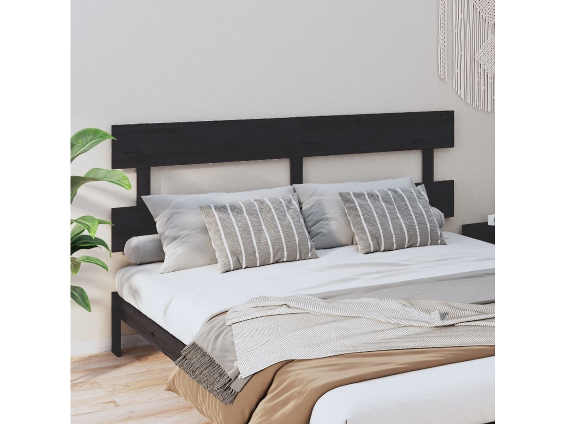 Vidaxl Cabeceira De Cama 184x3x81 Cm Pinho Maciço Preto