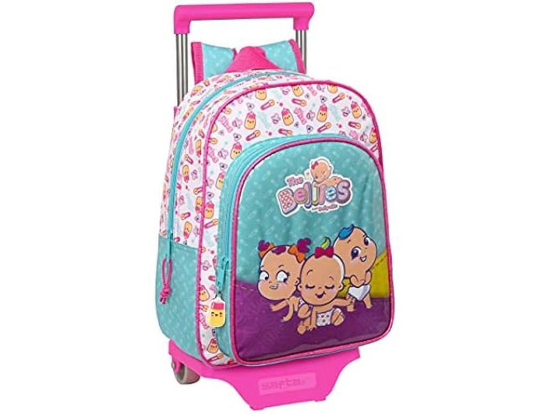 Mochila Escolar com Rodas The Bellies 26 X 34 X 11 Cm Roxo Turquesa Branco