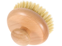 Escova De Banho Redonda Com Cabo Madeira, Escova De Limpeza Portátil Em Material Sintético, Remove Células Mortas E Cria