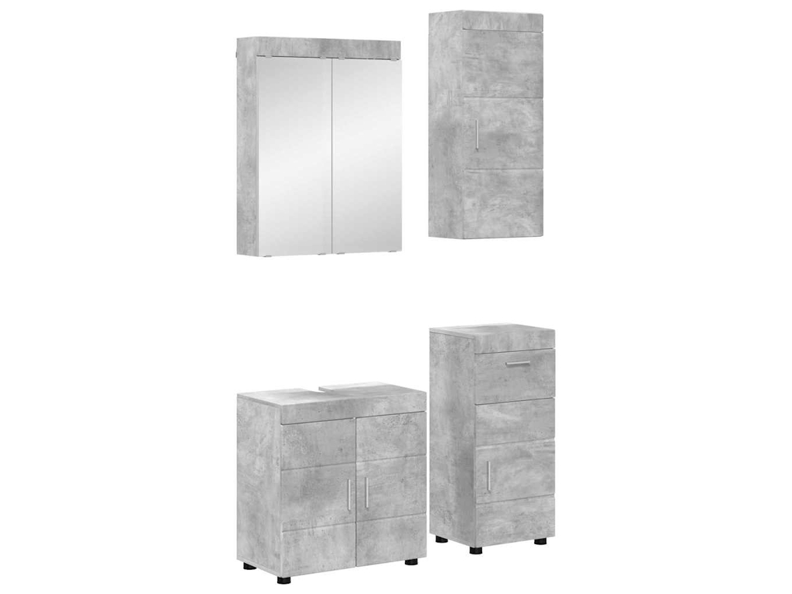 Vidaxl Conjunto De Móveis Para Banheiro Tulum 4 Unid. Cinzento