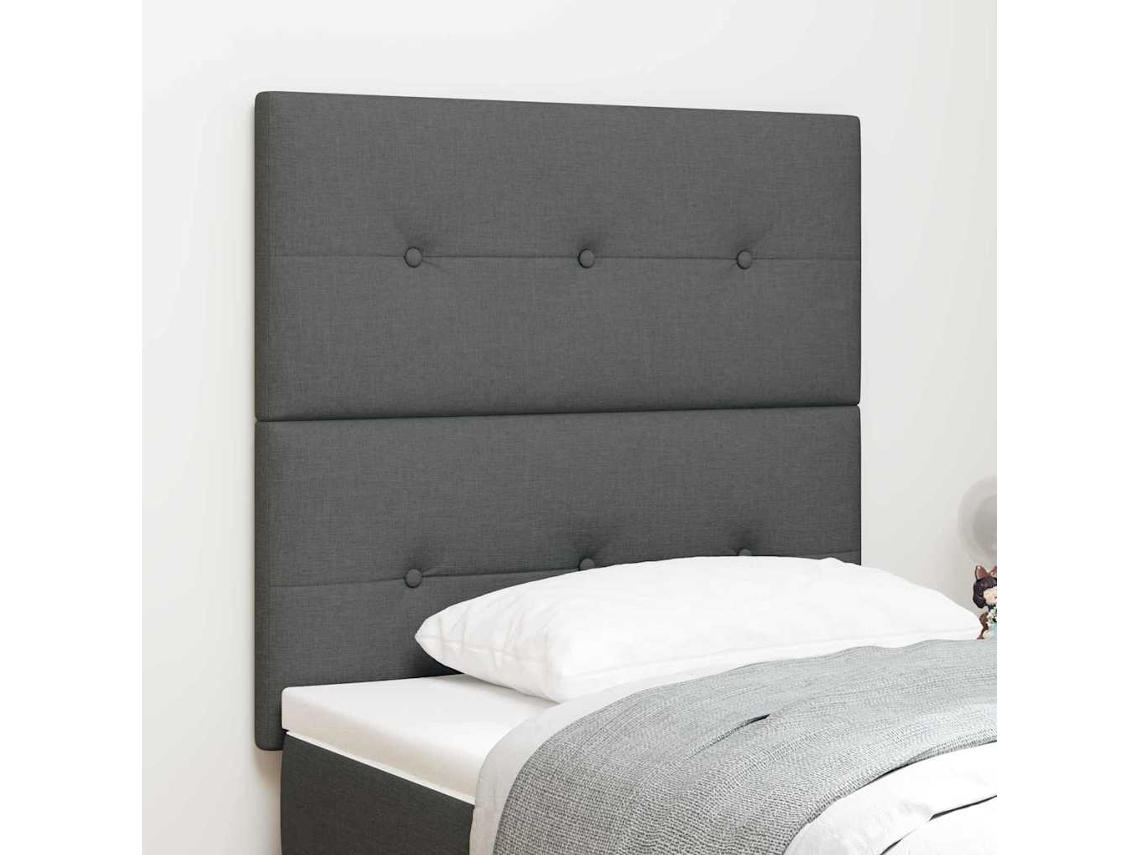 Vidaxl Cabeceira Led Com Fitas Led Manual Cinza Escuro 80 Cm Tecido