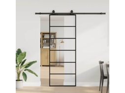 Vidaxl Porta Deslizante C/ Conj. Ferragens 76x205cm Vidro Esg Preto