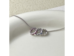 S925, Colar com Pingente Pequeno em Esferas Coloridas com Diamantes e Pedras de Jade, Personalizado e Versátil MDUG (prata Branco)