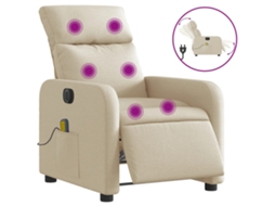 Electric Massage Recliner Chair, Electric Massage Recliner Chairs Vidaxl Creme Tecido