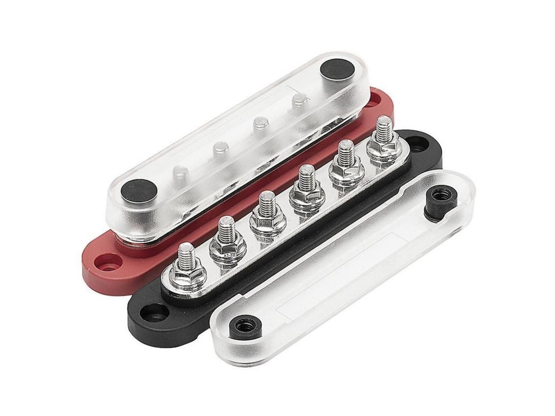 Barrera De Bus Negativa 12v Para Coche Y Barco Con 6 Bornes M6 Bloque De Distribución De Potencia Blackred