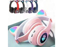 Fones de Ouvido Bluetooth com Design Fofo de Gatinho, Sem Fio, Dobráveis, Estéreo, Cancelamento de Ruído TAISHENGDA
