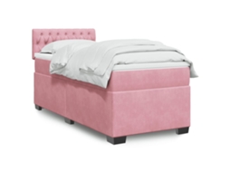 Vidaxl Cama Com Molas/colchão 90x190 Cm Veludo Rosa