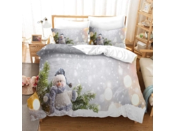 Capa de Edredom com Estampa Boneco Neve em Microfibra Fronha 220x240cm, 220 X 240 Cm