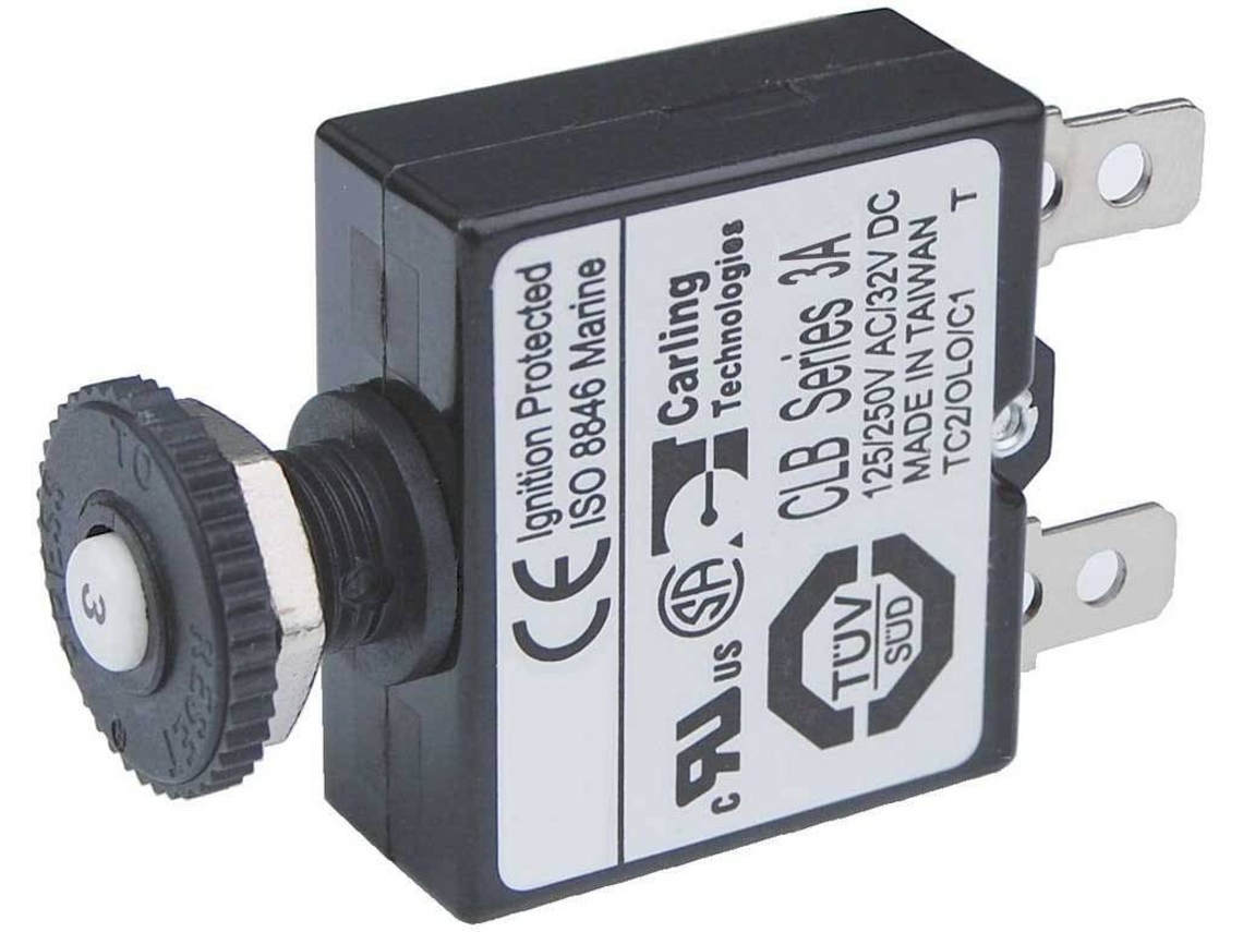 Interruptor BLUE SEA Push Button Thermal With Quick Connect Terminals Preto