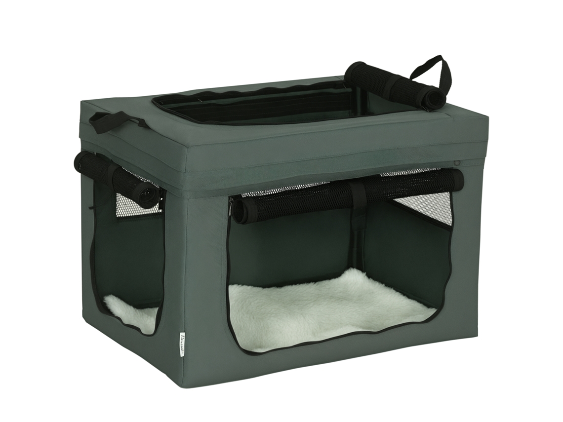 Bolsa Dobrável para Animais de Estimação com Alça em Malha 60 X 42 X 42 Cm Cinza Preto Ge