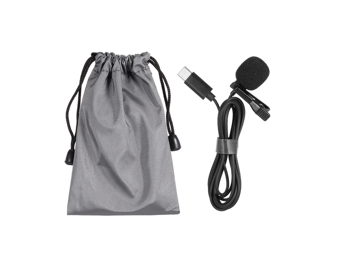 Microfone Lavalier Omni Direcional Condensador Tipo C Para Gravação De Vídeo Preto