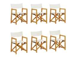 Maison Exclusive - 6 Pcs Cadeiras De Jardim Dobráveis Tecido Branco Nata
