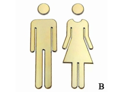 Sinal De Banheiro Masculino E Feminino Em Acrílico 20x6.5cm Com Recorte A Laser E Brilho Durável - 2 Unidades Ouro