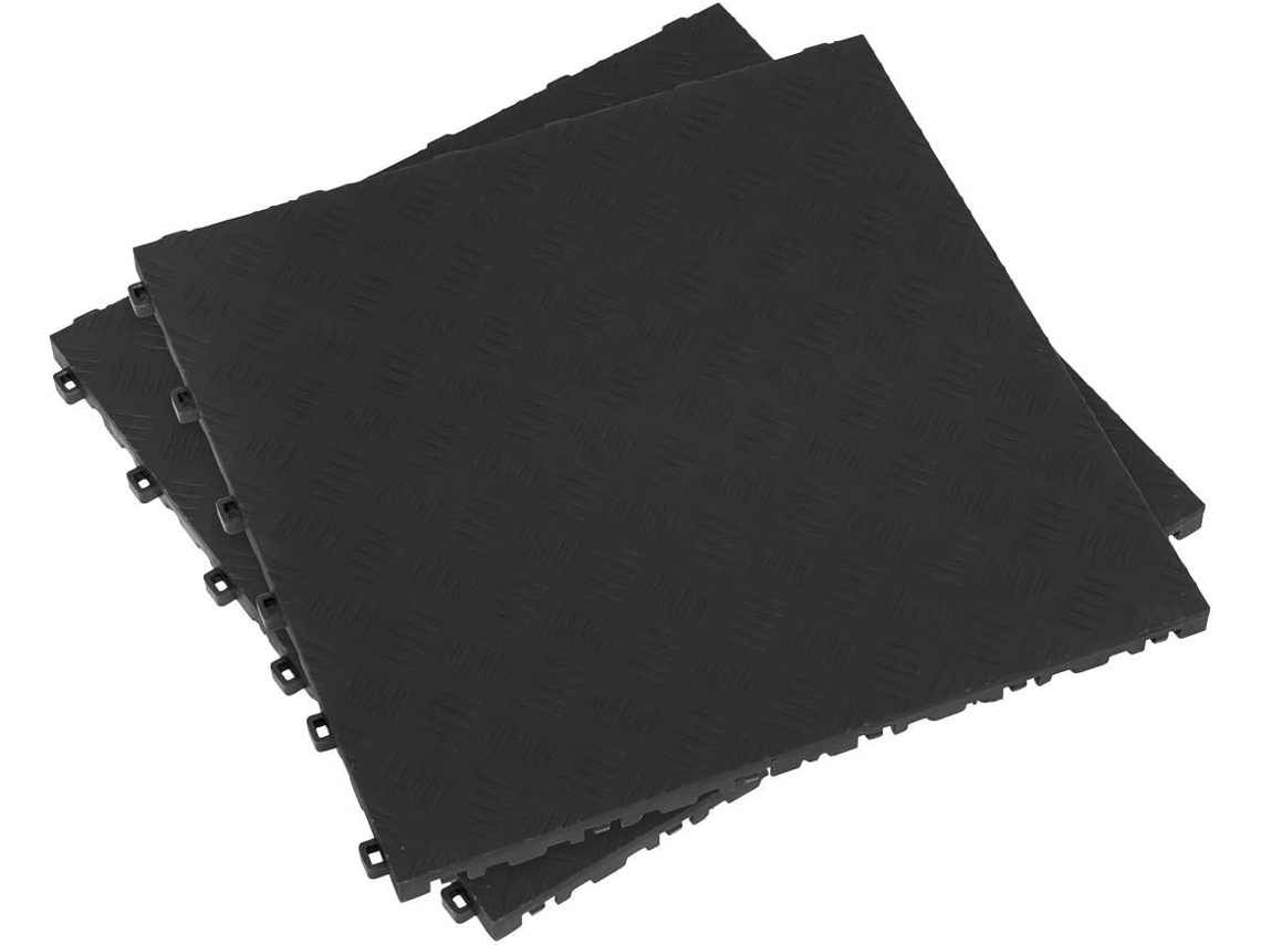 Ft3b Conjunto De 9 Ladrilhos De Polipropileno Preto Para Piso, 400 X Mm