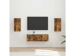 Vidaxl Conjunto De Gabinete De Parede Para Tv 4 Pcs Carvalho Defumado
