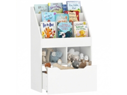 Prateleira Infantil Com Gaveta, Estante Para Livros Com Compartimentos, 60 X 29,9 X 90 Cm, Branca