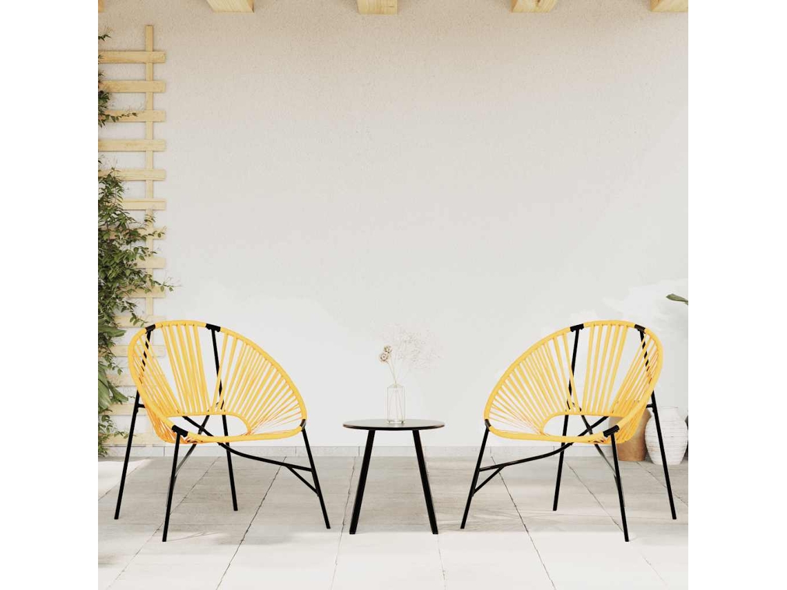 Vidaxl Cadeiras De Jardim 3 Pcs Vime Preto E Amarelo