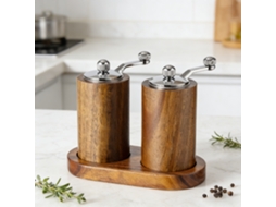 Moedor De Pimenta Manual Em Madeira Maciça, Utensílio De Cozinha, Presente De Natal Para Adultos, Homens E Mulheres, Duas Peças . Mr (com Base)