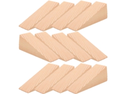 Conjunto de 12 Cunhas Triangulares Antiderrapantes de Madeira Maciça Sem Acabamento para Portas, Medindo 10x2x2 Cm. SFUSHOS