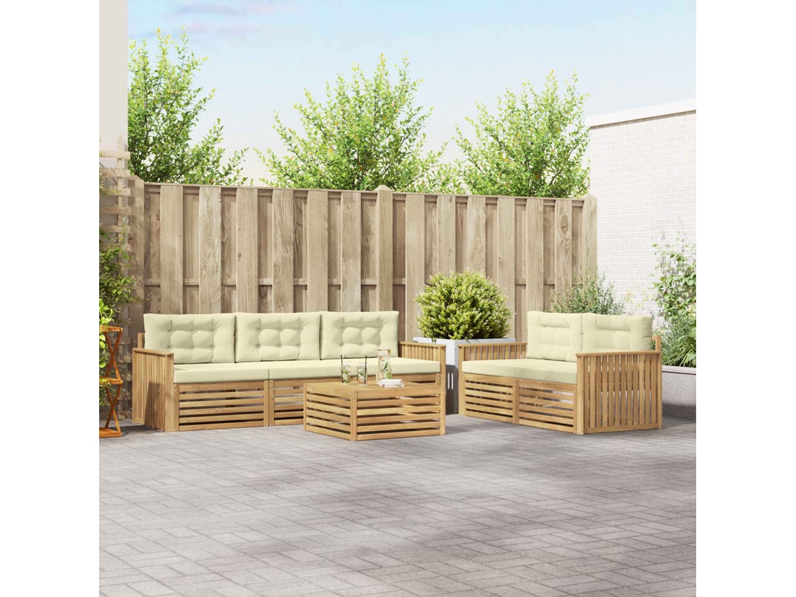 Vidaxl Conjunto De Sofás Para Exterior 6 Unid. Branco E Creme