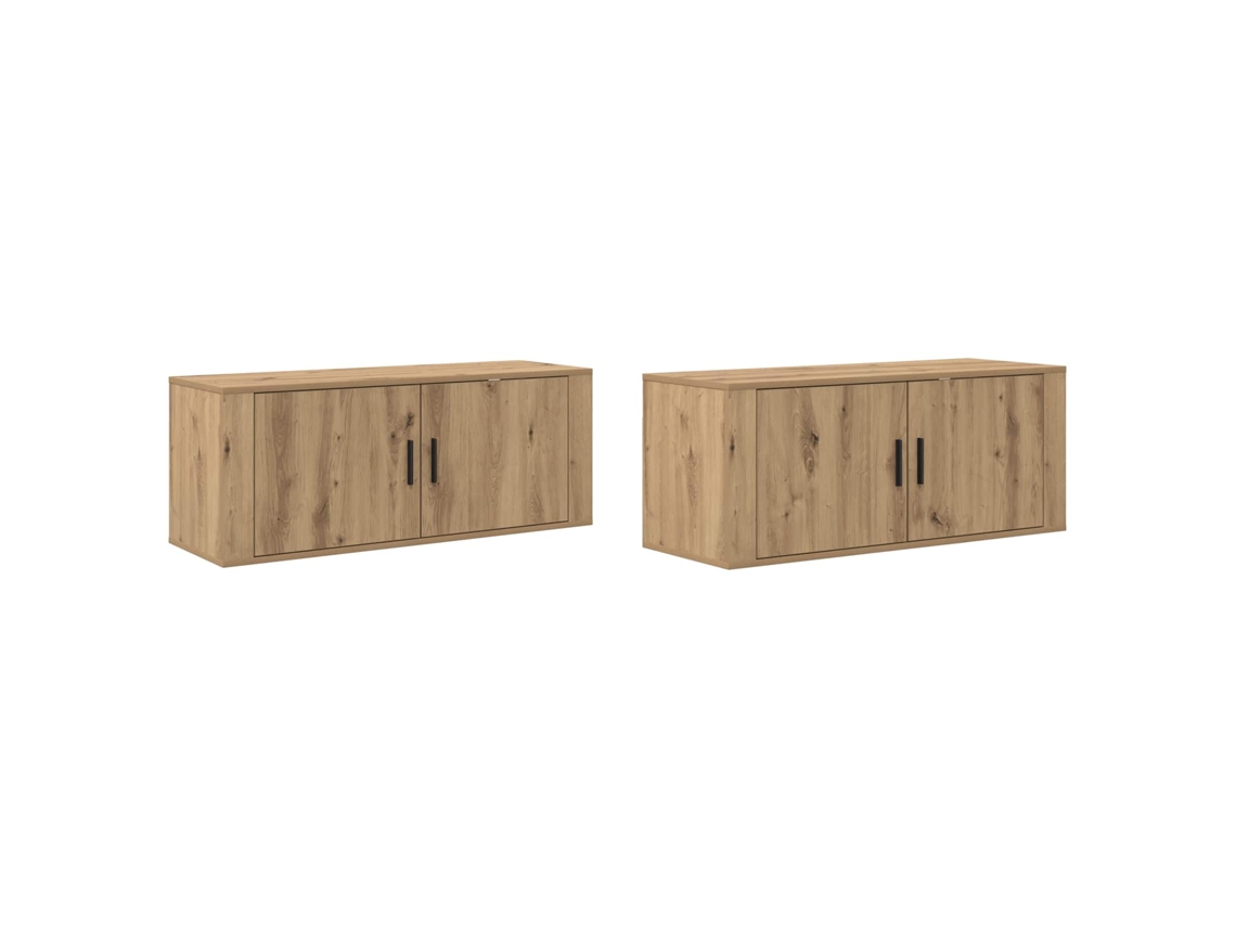 Conjunto 2 Solução De Armazenamento De Parede Vidaxl Castanho Derivados De Madeira (100 X 34,5 X 40 Cm)