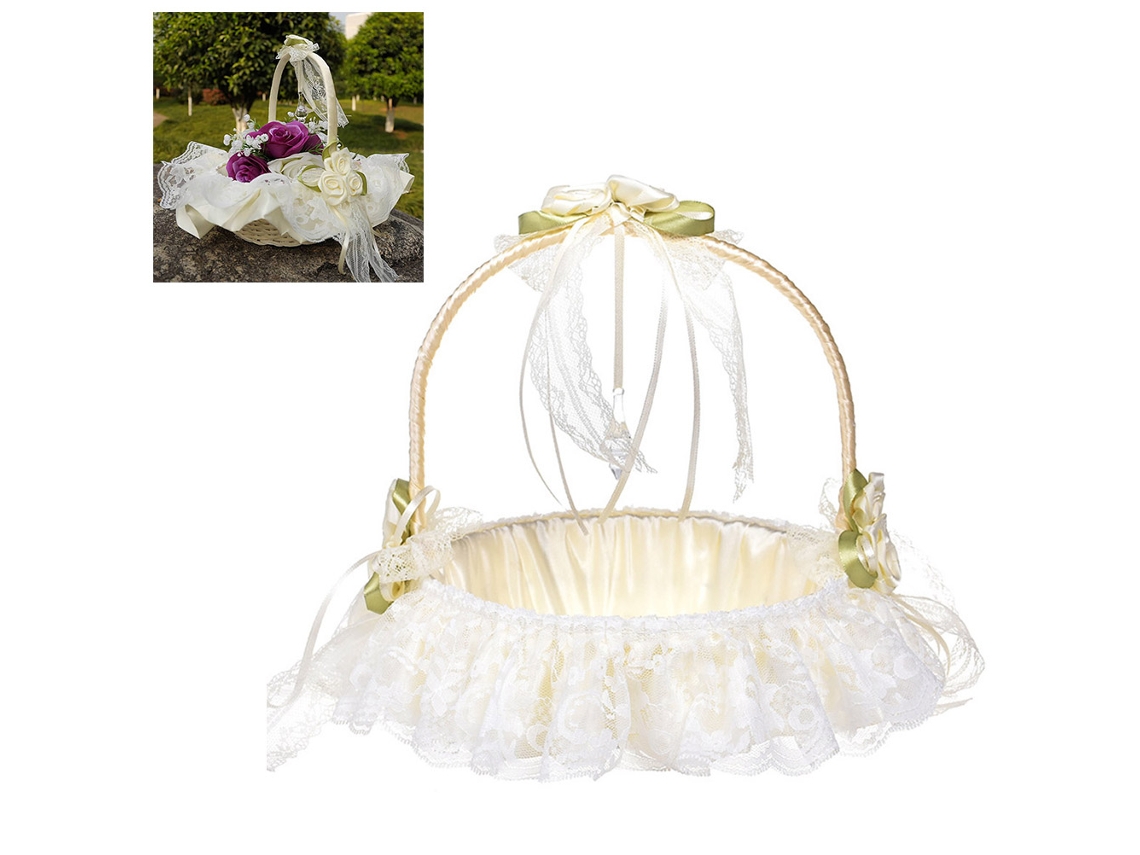 Laxiscreed Cesto De Flores Para Casamento Com Renda E Design Elegante