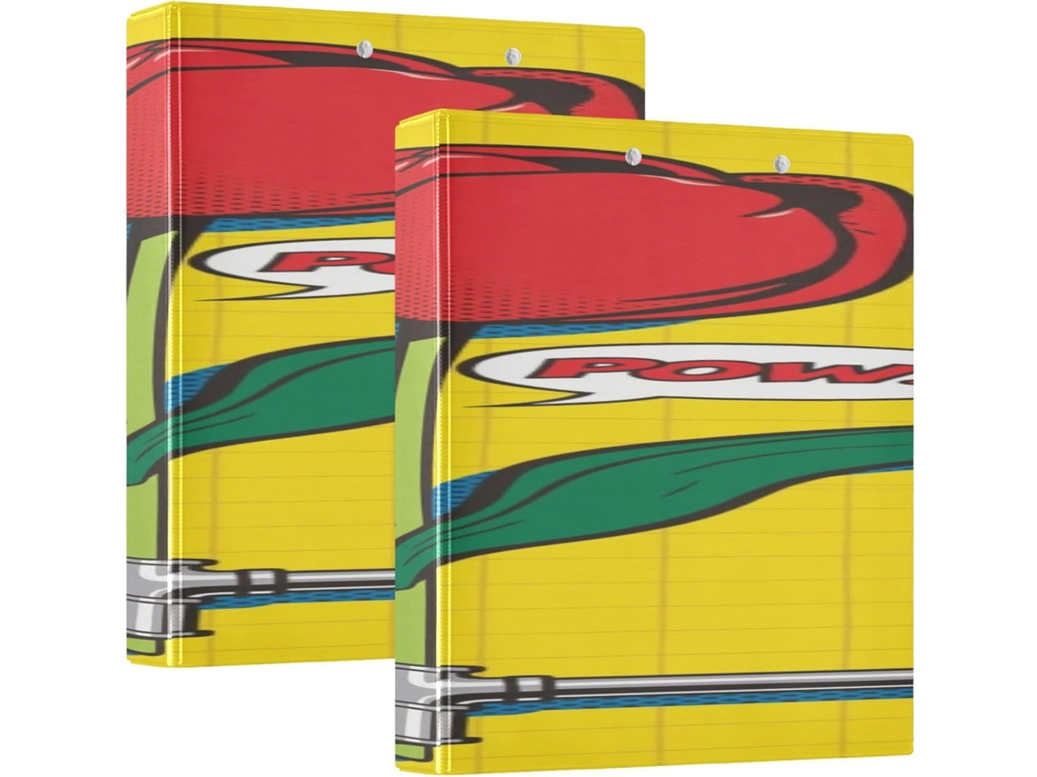 Flower Tap Pop Art School Pasta de 1, 5 Polegadas, 3 Argolas Com Prancheta, Packe Com 1 2 Pastas Escritório, 200 Folhas