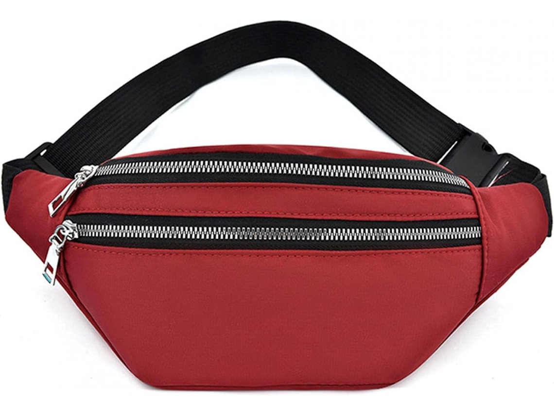 Bolsa De Cinto Em Tecido Oxford Desportiva - Pochete Resistente - Vermelho
